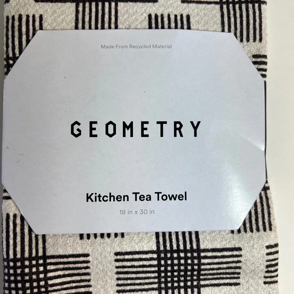 Geometry Cross Hatch Kitchen Tea Towel Black White Geometric Pattern‎ 18 x 30